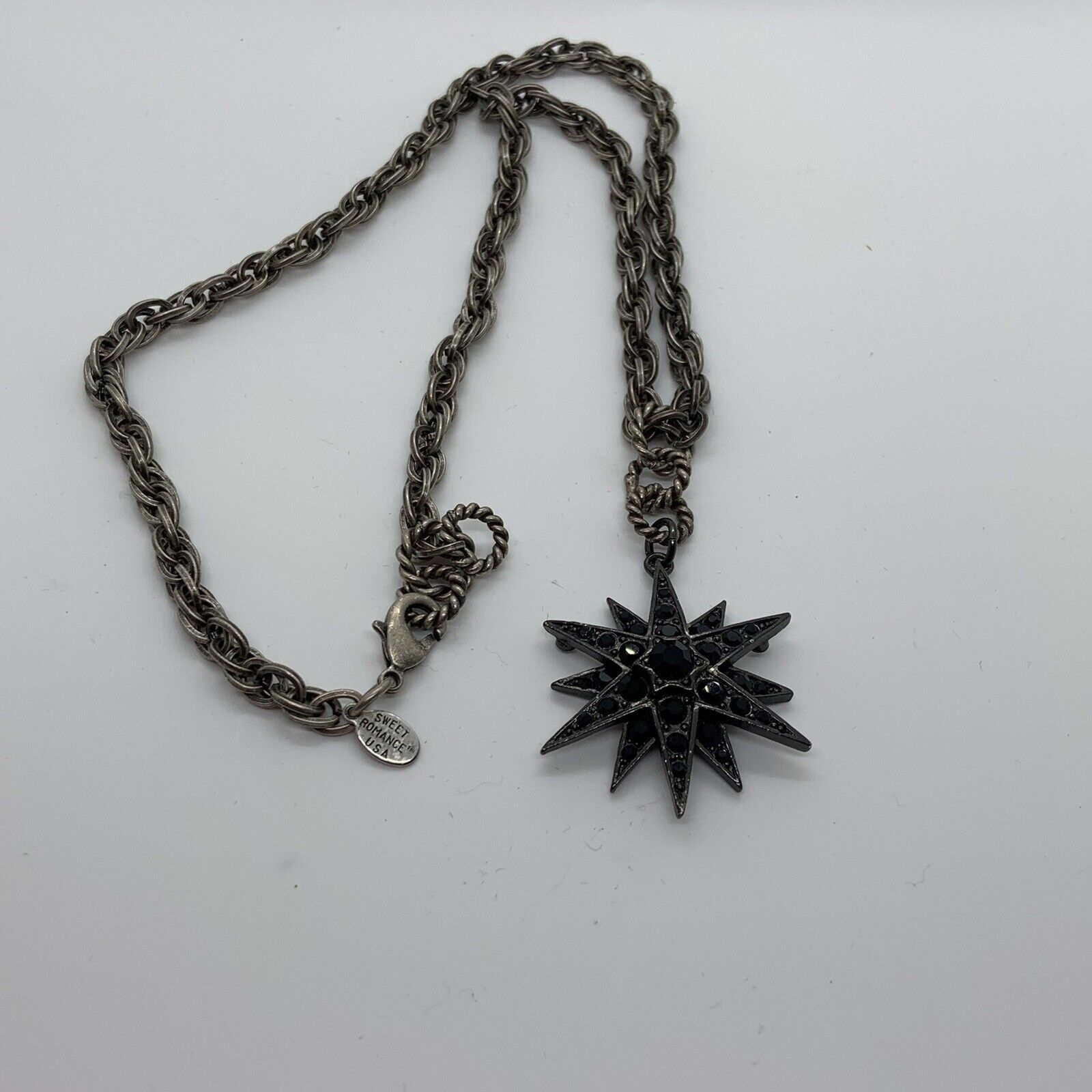 Sweet Romance Victorian Star Onyx Statement Necklace 20 Hand Burnished Bronze 73$
